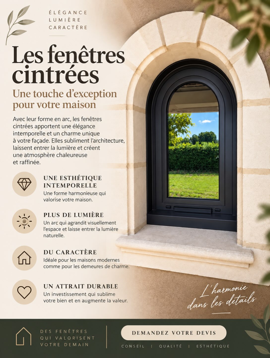 Fenêtre cintrée aluminium, sur mesure dans l'existant